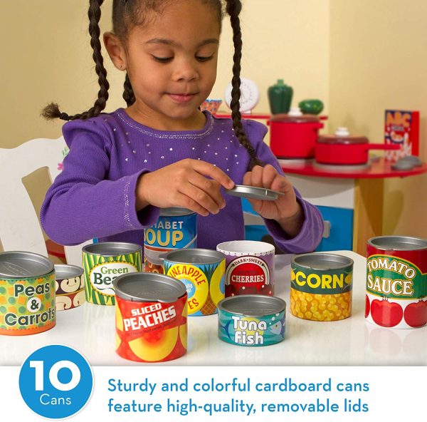 Melissa & Doug Let??s Play House! Grocery Cans (Pretend Play, Pop-Off Lids, Sturdy Cardboard Construction, 10 Cans, Great Gift for Girls and Boys - Best for 3, 4, 5, and 6 Year Olds) - Image 2