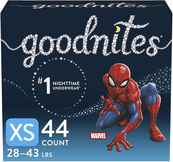 Boys Bedwetting Night Time Underwear, Goodnites, Overnight Training Pants, XS, 44 Ct