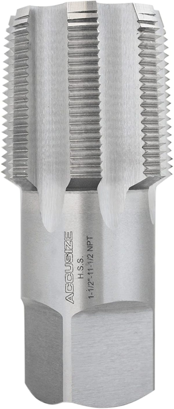 Accusize Industrial Tools 1-1/2 inch-11-1/2, 7 Flutes H.S.S. Taper Pipe Tap-Npt, 4-1/4 inch Oal, 1-3/4 inch Thread Length, American Standard, Npt-1-12 - Image 2