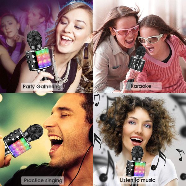 4 in 1 Wireless Handheld Karaoke Microphone, Portable Speaker Karaoke Machine Home KTV Player with Record Function for Android & iOS Devices(Black) - Image 3