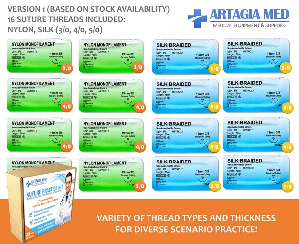 Complete Suture Practice Kit for Suture Training, including Large Silicone Suture Pad with pre-cut wounds and suture tool kit (19 pieces). 2nd Generation Model. (Demonstration and Education Use Only) - Image 7