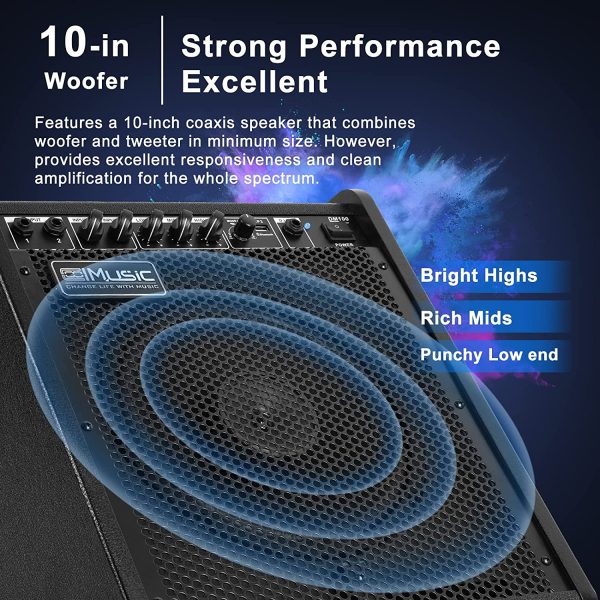 Coolmusic 100W Bluetooth Personal Monitor Electronic Drum Amplifier Dual Channel Speaker with 3-band EQ - Image 5