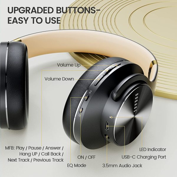 Wireless Headphones Over Ear, [52 Hrs Playtime] Bluetooth Headphones with 3 EQ Modes, Hi-Fi Stereo Foldable Headphones with Mic, Comfortable Earpads for iPhone/Laptop/Home Office (Shadow Gray) - Image 6