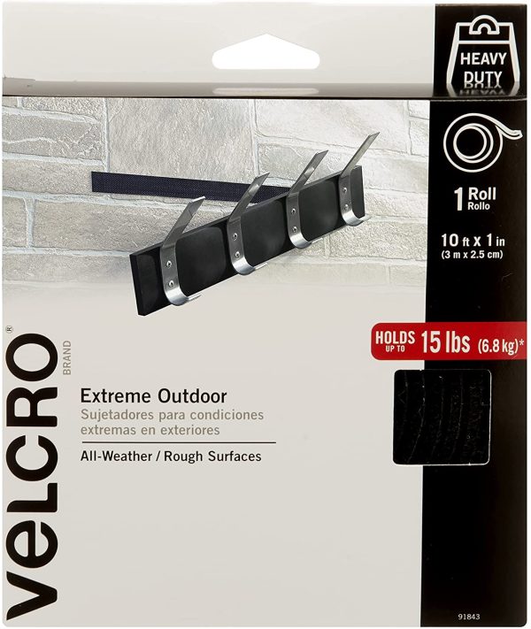 VELCRO Brand - Industrial Strength Extreme Outdoor | Heavy Duty, Superior Holding Power on Rough Surfaces | Tape ?C 10ft x 1in | Black - Image 3