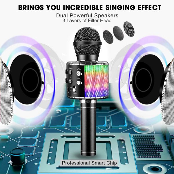 4 in 1 Wireless Handheld Karaoke Microphone, Portable Speaker Karaoke Machine Home KTV Player with Record Function for Android & iOS Devices(Black) - Image 7