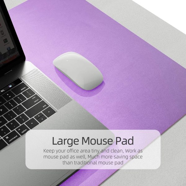 Multifunctional Office Desk Pad, Ultra Thin Waterproof PU Leather Mouse Pad, Dual Use Desk Writing Mat for Office/Home (23.6" x 13.7", Aconite Violet+Eosine Pink) - Image 6