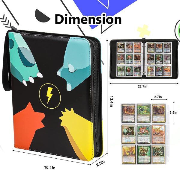 9-Pockets Trading Card Binder with Sleeves,Card Binder Collect Holder Case,900 Pockets Zipper Binder Case Album for Boys Girls - Image 5