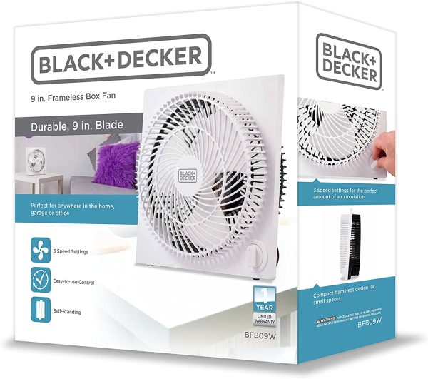 Black & Decker 9 in. Frameless Tabletop Box Fan, White - Image 7