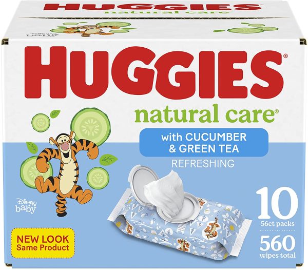 Baby Wipes, Huggies Natural Care Refreshing, SCENTED, Hypoallergenic, 10 Flip-Top Packs, 560 Count