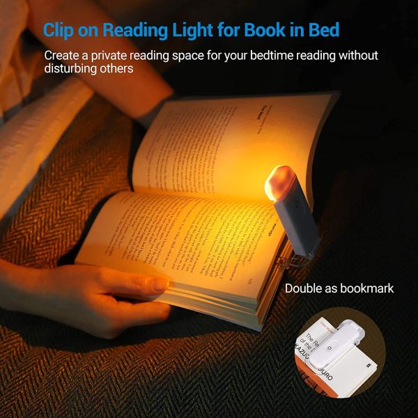 Amber Book Reading Light, USB Rechargeable Book Light for Reading in Bed, Blue Light Blocking, 3 Brightness Levels, LED Clip On Book Lights for Kids, Bookworms