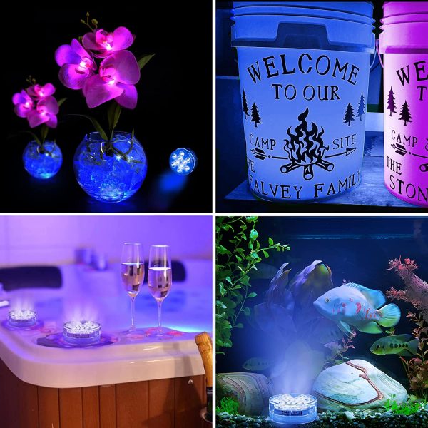 Creatrek Submersible LED Lights,Submersible Lights Remote Controlled RGB Changing Waterproof Lighting for Pond Pool Decoration 1Pack - Image 5