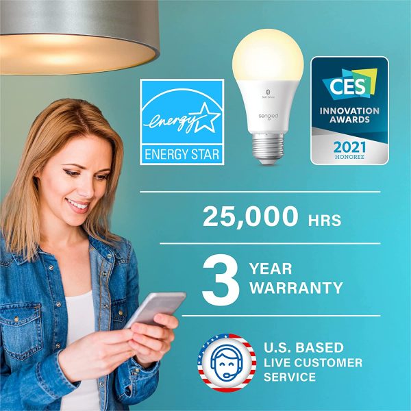 Smart Light Bulbs, Alexa Light Bulb Bluetooth Mesh, Smart Bulbs That Work with Alexa Only, A19 Dimmable LED Bulb E26, 60W Equivalent Soft White 800LM, Certified for Humans Device, 2 Pack - Image 2