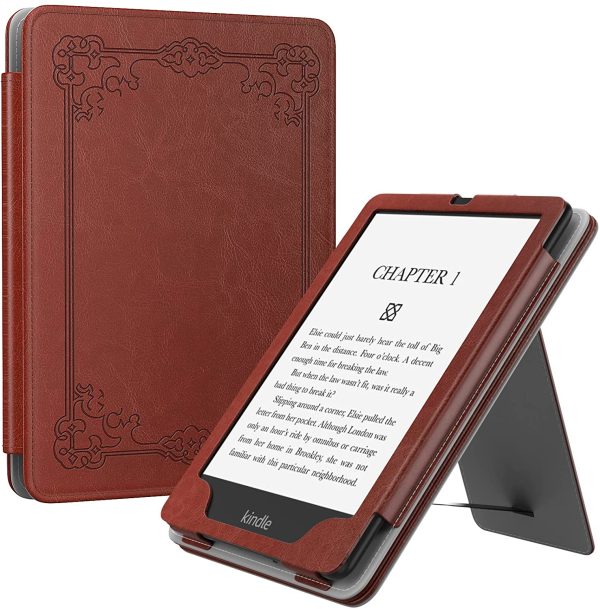 Case for 6.8" Kindle Paperwhite (11th Generation-2021) and Kindle Paperwhite Signature Edition, Slim PU Shell Cover Case with Auto-Wake/Sleep for Kindle Paperwhite 2021 E-Reader, Vintage Style - Image 4