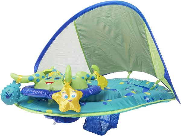 SwimWays Inflatable Baby Spring Octopus Pool Float Activity Center with Canopy - Image 6