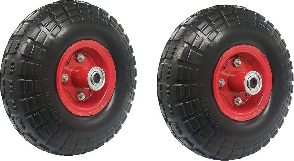 (2 Pack) SEPC 10?? Flat Free Solid 4.10/3.50-4?? Tire on Wheel Solid Flat Free for Dolly Handtruck Cart Hand Truck Wheel Polyurethane Foam tyre with Steel Rim - Image 3