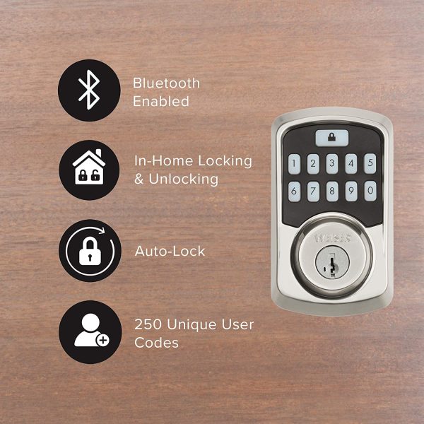 Aura Bluetooth Smart Lock with Light Up Keypad and SmartKey, Electronic Deadbolt, Satin Nickel (9GED18500-001) - Image 6