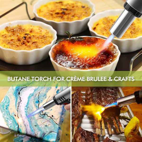 Kitchen Torch for Creme Brulee, Refillable Blow Torch Cooking with Fuel Gauge , Butane Torch Lighter with Adjustable Flame for Baking, Searing, DIY, Crafting and Resin - Image 6