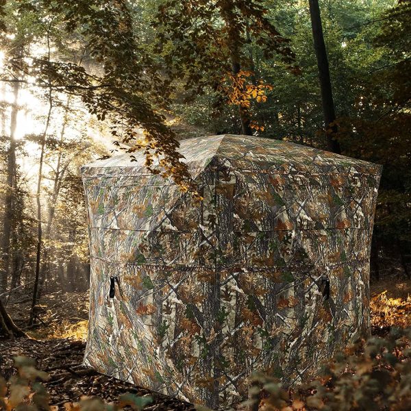 TIDEWE Hunting Blind See Through with Carrying Bag, 2-3 Person Pop Up Ground Blinds 270 Degree, Portable Durable Hunting Tent for Deer & Turkey Hunting (Camouflage)