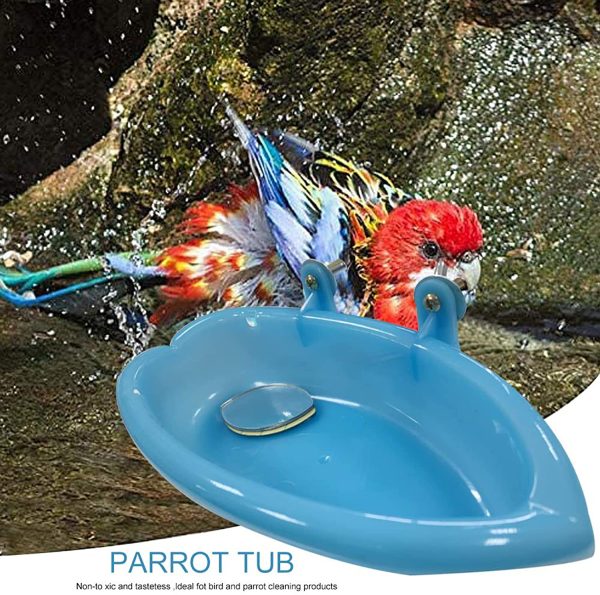 Bird Bath Toy with Mirror for Parrot, Pet Bird Shower Bathing Tub Hanging Budgie Water Food Feeder Bowl Caged Bird Toy for Budgie Parakeet Cockatiel - Image 4