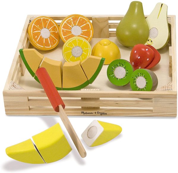 Melissa & Doug Cutting Fruit Set - Wooden Play Food Kitchen Accessory - Image 2