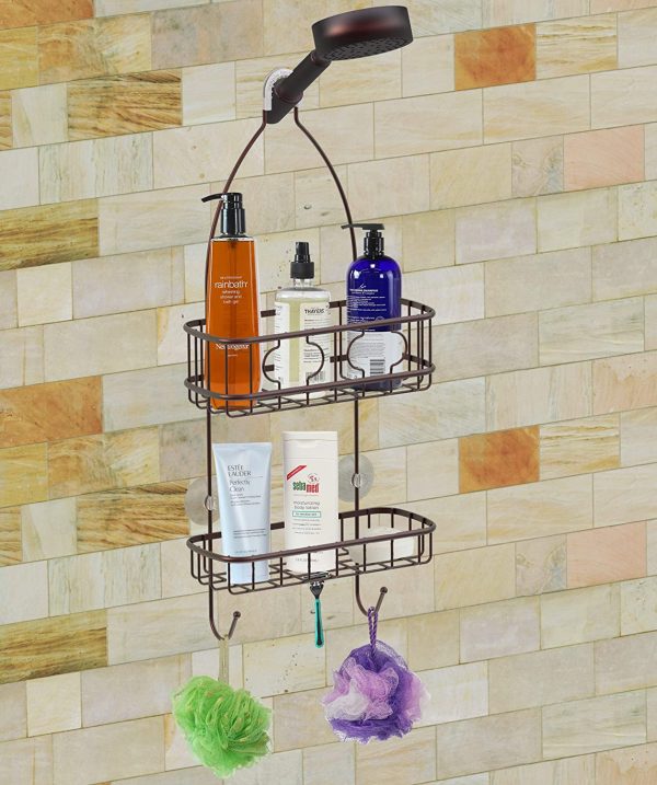 SimpleHouseware Shower Caddy Hanging Over Shower Head Organizer, Bronze - Image 5