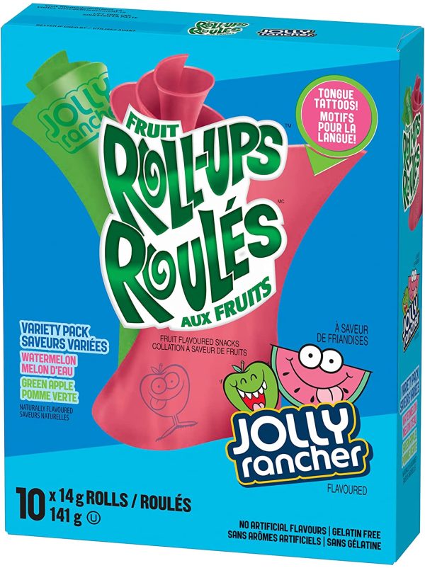 Betty Crocker Gluten Free Fruit Roll-Ups Variety Pack Jolly Rancher Green Apple and Watermelon, 141 Grams - Image 4