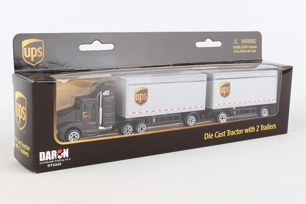 DARON Ups Die Cast Tractor with 2 Trailers - Image 5