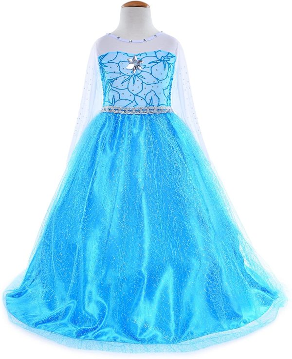 Party Chili Princess Costumes Birthday Party Dress Up For Little Girls with Wig,Crown,Mace,Gloves Accessories - Image 5