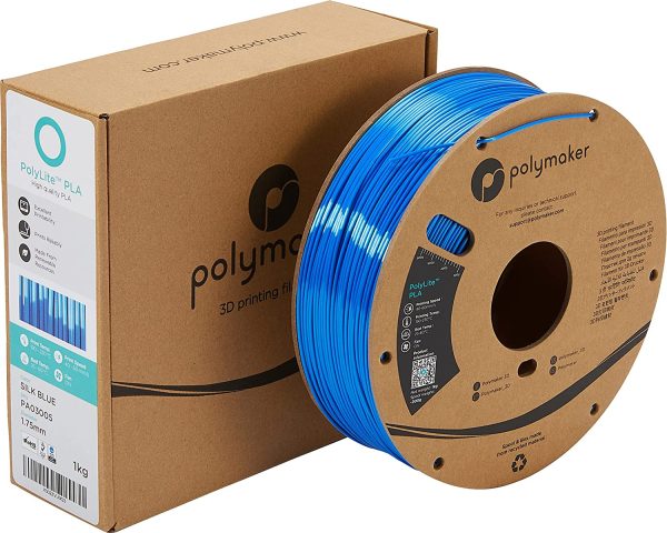 Silk PLA Filament 1.75mm Shiny PLA Blue Filament, 1kg PLA 1.75 Cardboard Spool - PolyLite PLA Silk Blue Shiny Filament 1.75mm, Print with Most Printers Using 3D Filaments - Image 7