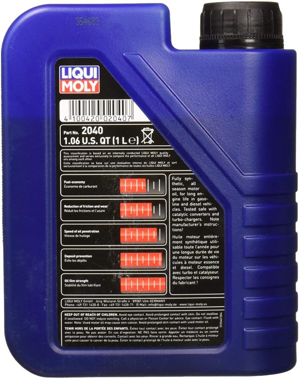 2040 Premium 5W-40 Synthetic Motor Oil - 1 Liter Bottle - Image 2