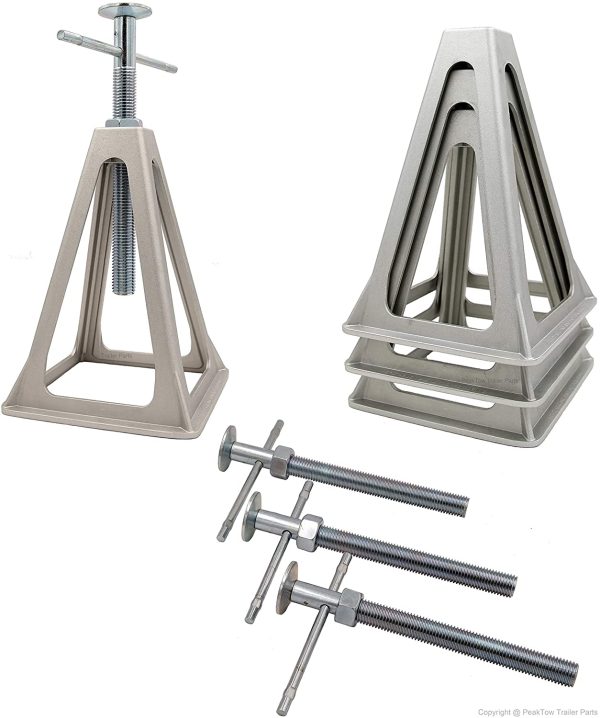 PEAKTOW PTJ0610 RV Trailer Camper Aluminum 6,000 lbs 17??Extends Stabilizer Stacker Jack Stand 4PK