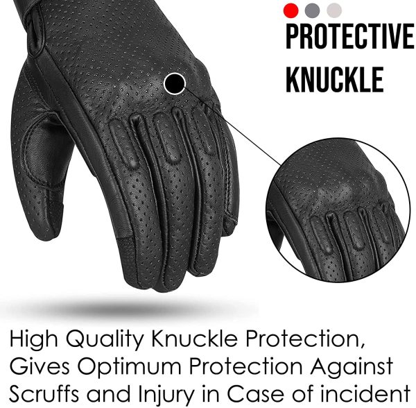 Motorcycle Gloves Men ?C 100% Cowhide Leather Breathable Touch Screen Hard | CE Approved Knuckle Protection Bike Gloves - Image 3