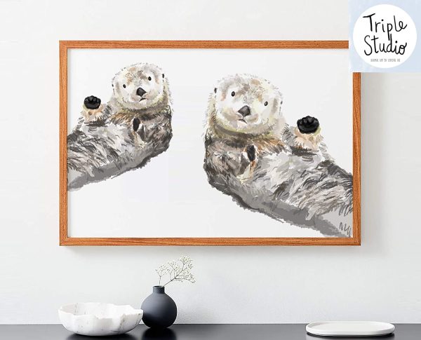 Sea Otter Wall Art - Newborn Unisex Baby Room Wall Decor, Ocean themed kids Bedroom, Gender Neutral, UNFRAMED, Signed by Artist - Image 9