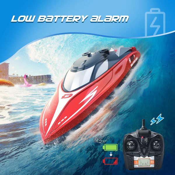 DEERC H120 RC Boat Remote Control Boats for Pools and Lakes,20+ mph 2.4 GHz Fast Racing Boats for Kids and Adults with 2 Rechargeable Battery,Low Battery Alarm,Capsize Recovery,Gifts for Boys Girls - Image 7