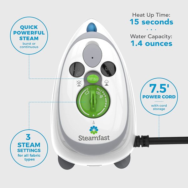 SF-717 Mini Steam Iron with Dual Voltage, Travel Bag, Non-Stick Soleplate, Anti-Slip Handle, Rapid Heating, 420W Power, White - Image 2