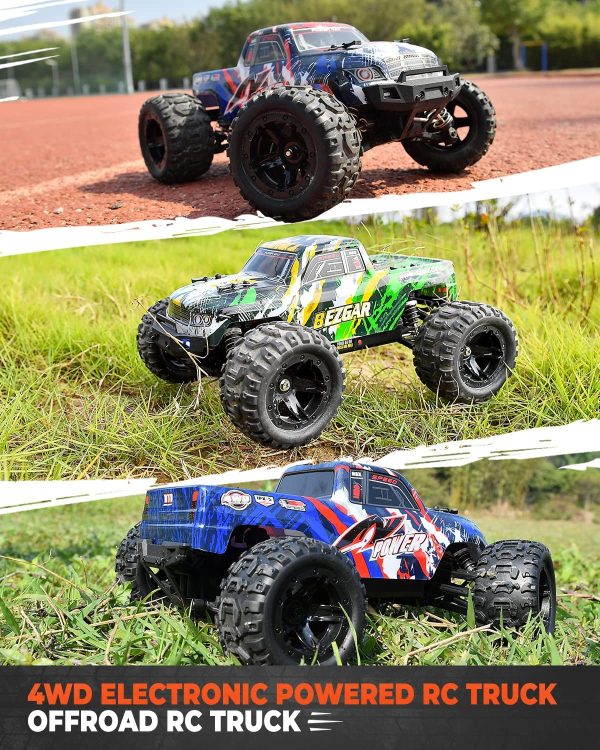 BEZGAR 7 RC Car, High Speed Remote Control Truck Hobby Grade 1:16 Scale 4WD 40 Km/h All Terrains Boys Electric Toy Off Road Monster Vehicle Crawler for Kids and Adults - Image 4