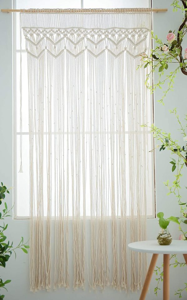 Macrame Curtain Panel for Doorway Window, Handmade Woven Wall Hanging Tapestry, Birthday Party Wedding Backdrop (37.5" W x 82" L) - Image 7