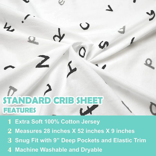 American Baby Printed 100% Cotton Jersey Knit Fitted Crib Sheet for  Crib and Toddler Mattresses for Boys and Girls, Alphabet - Image 9