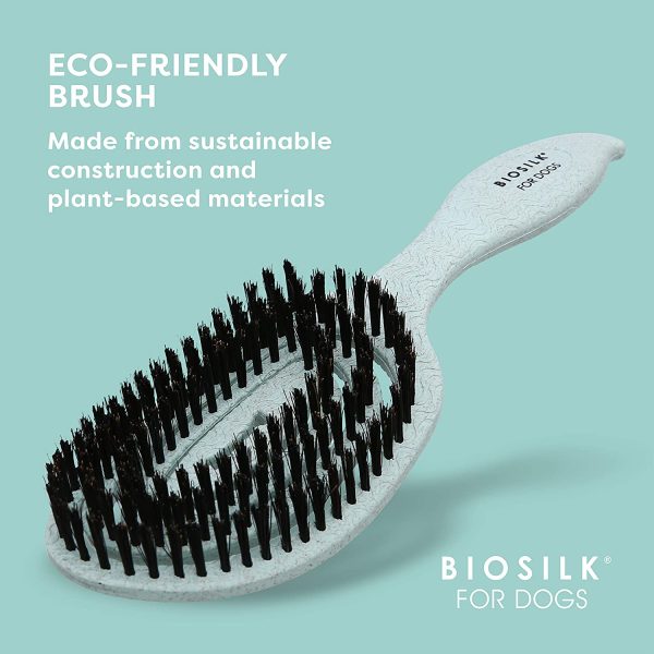 BioSilk for Dogs Eco-Friendly Boar Hair Bristle Brush in Mint Green | Easy to Hold Ergonomic Handle Dog Brush for Shedding | Best Pet Brush for Dog Grooming - Image 4