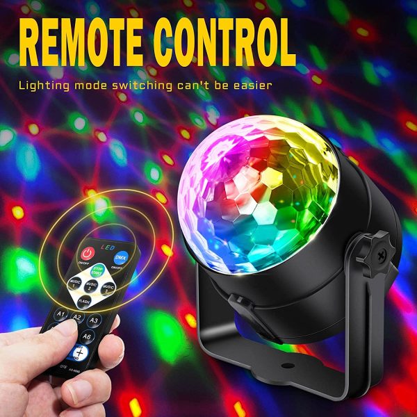 Apeocose 2-Pack Disco Ball Lights Sound Activated DJ Party Lights, RGB Rotating Strobe Light with Wireless Remote Shutter for Christmas New Year Eve Decorations Home Parties Dance Karaoke Birthday Zumba - Image 3