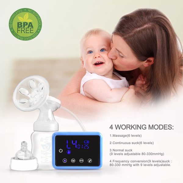 Bellababy Electric Breast Pump Portable 4 Modes & 9 Levels Efficient Suction Touch Panel Timer Display - Image 7