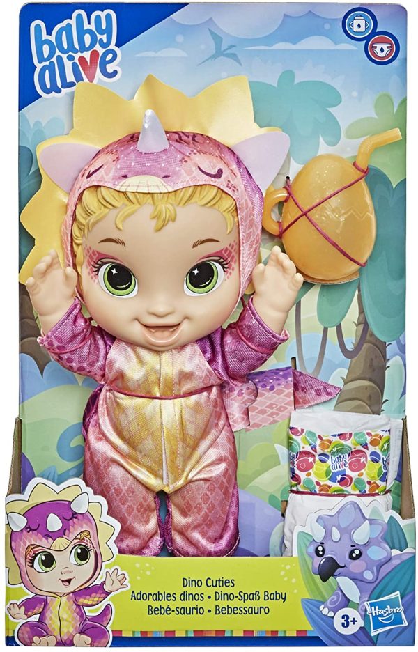 Baby Alive Dino Cuties Doll, Triceratops, Doll Accessories, Drinks, Wets, Triceratops Dinosaur Toy for Kids Ages 3 Years and Up, Blonde Hair - Image 2