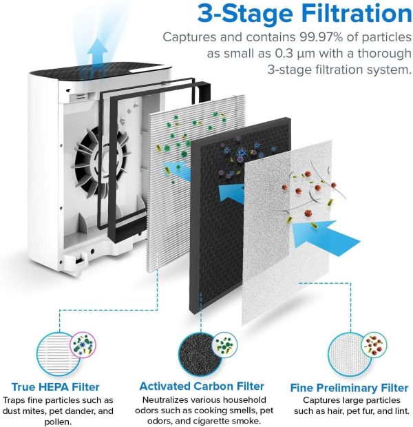 LEVOIT Vital 100 Air Purifier Replacement Filter, H13 True HEPA Filter and High-Efficiency Activated Carbon Filter, Vital 100-RF