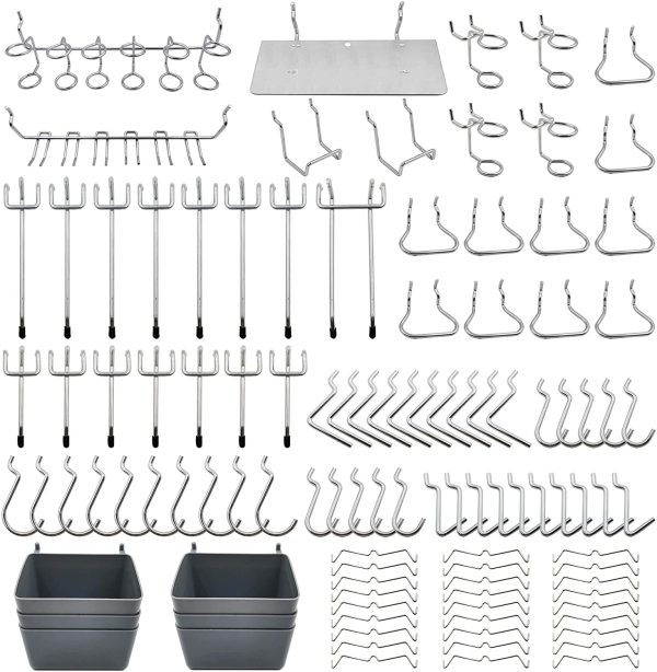 Pegboard Hooks Assortment, Plastic Bins, Peg Locks, for Organizing Tools, 140pcs - Image 3