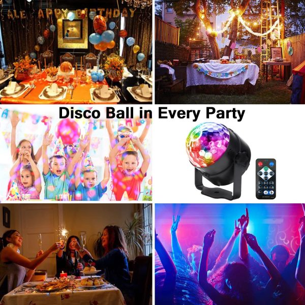 Party lights Disco Ball WINSAFE LED Strobe Lights Sound Activated, RBG Disco lights,dj lights,Portable 7 Modes Stage Light for Home Room Dance Parties Birthday Bar Karaoke Xmas Wedding Show Club Pub with Remote (1 PACK) - Image 8