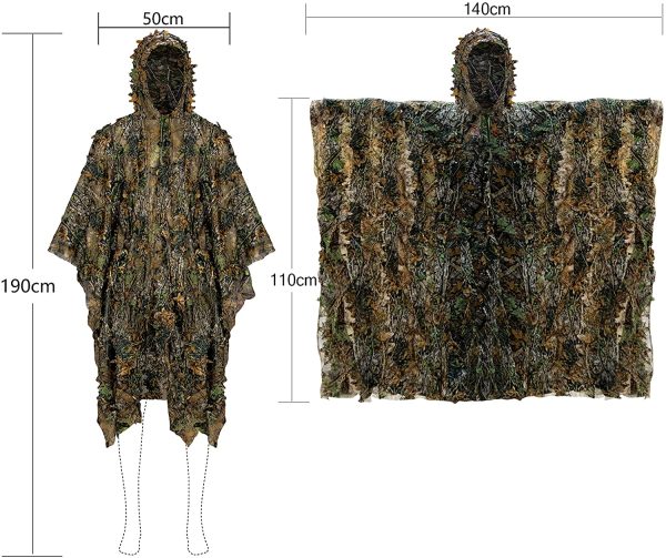 Ginsco 3D Leaf Woodland Ghillie Suit Camouflage Clothing for Hunting Bird Watching Military Training Outdoor Gaming Airsoft Wildlife Photography - Image 7