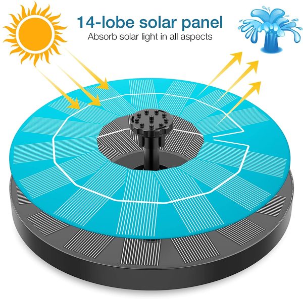 AISITIN 3.5W Solar Fountain 7.1in??18CM????Solar Water Fountain Pump Floating Fountain with 6 Nozzles for Bird Bath, Fish Tank, Pond or Garden Decoration Solar Aerator Pump ,Upgrade 3.5W Solar Panel - Image 2