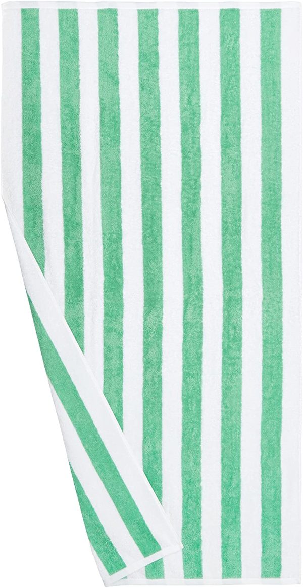 Amazon Basics Cabana Stripe Beach Towel - Pack of 2, Green