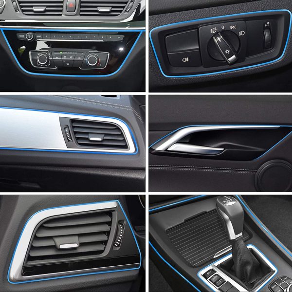 Car Interior Moulding Strip Car Decorative Filler Insert Strips 5M(16ft) Flexible Electroplating Decoration Styling Dashboard Accessories with Installing Tool (Blue) - Image 5