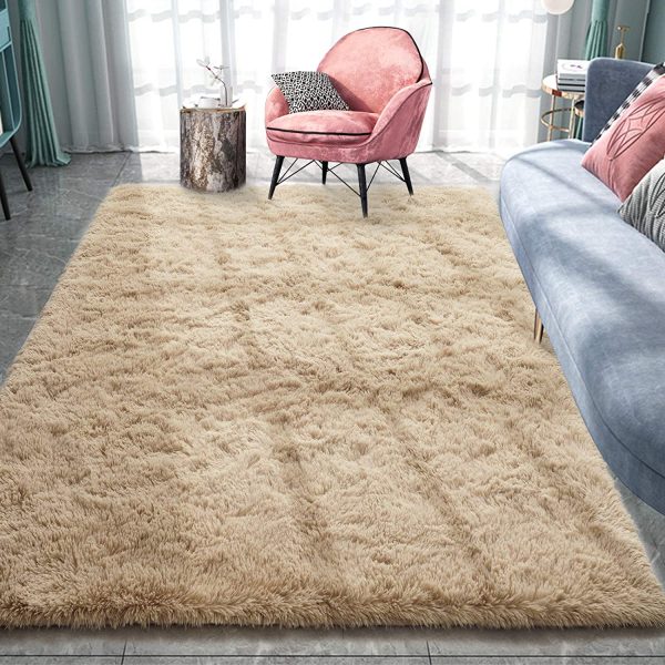 Pacapet Fluffy Area Rugs, Beige Shag Rug for Bedroom, Plush Furry Rugs for Living Room, Fuzzy Carpet for Kid's Room, Nursery, Home Decor 3 x 5 Feet - Image 3